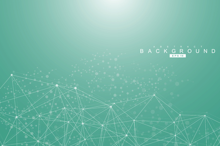 Structure molecule and communication. Dna, atom, neurons. Scientific concept for your design. Connected lines with dots. Medical, technology, chemistry, science background. Vector illustrationのイラスト素材