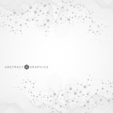 Structure molecule and communication. Dna, atom, neurons. Scientific concept for your design. Connected lines with dots. Medical, technology, chemistry, science background. Vector illustration.のイラスト素材