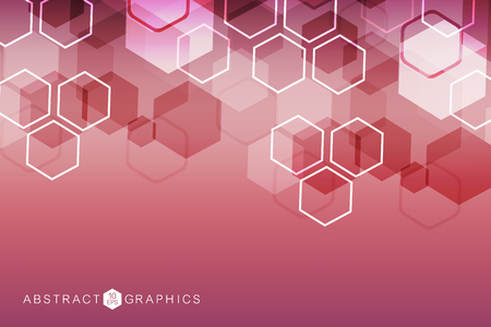 Hexagonal abstract background. Big Data Visualization. Global network connection. Medical, technology, science background. Vector illustration.のイラスト素材