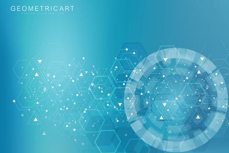 Geometric abstract background with connected line and dots. Structure molecule and communication....