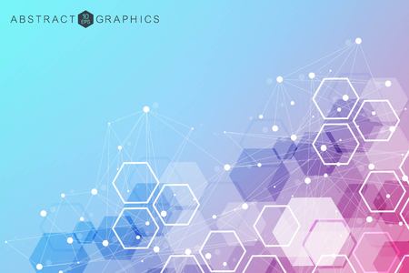 Modern futuristic background of the scientific hexagonal pattern. Virtual abstract background with...