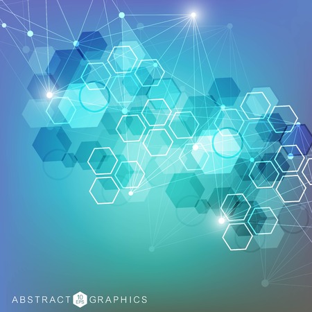 Big Data Visualization Background. Modern futuristic virtual abstract background. Science network pattern, connecting lines and dots. Global network connection vector.のイラスト素材