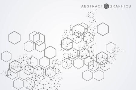 Geometric abstract background with connected line and dots. Structure molecule and communication....
