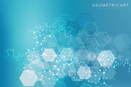 Hexagonal abstract background. Big Data Visualization. Global network connection. Medical,...