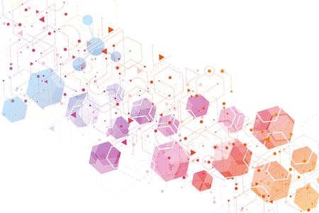 Hexagonal abstract background. Big Data Visualization. Global network connection. Medical,...
