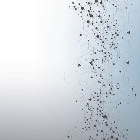 Science network pattern, connecting lines and dots. Global network connection vector