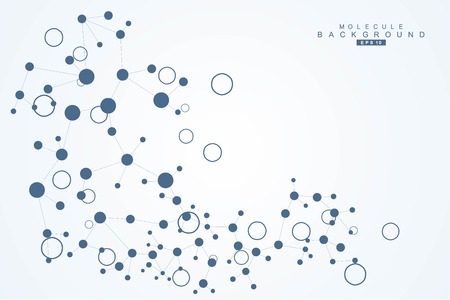 Structure molecule and communication. Dna, atom, neurons. Scientific concept for your design. Connected lines with dots. Medical, technology, chemistry, science background. Vector illustrationのイラスト素材