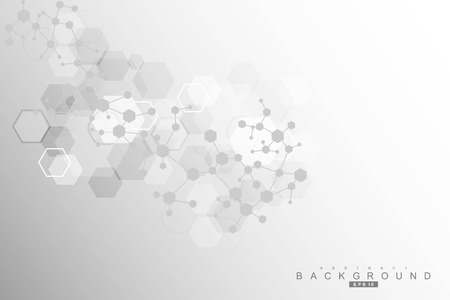 Hexagonal abstract background. Big Data Visualization. Global network connection. Medical, technology, science background. Vector illustrationのイラスト素材