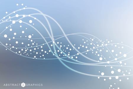 Structure molecule and communication. Dna, atom, neurons. Scientific concept for your design. Connected lines with dots. Medical, technology, chemistry, science background. Vector illustrationのイラスト素材