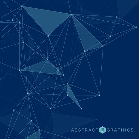 Geometric abstract background with connected line and dots. Structure molecule and communication. Scientific concept for your design. Medical, technology, science background. Vector illustrationのイラスト素材