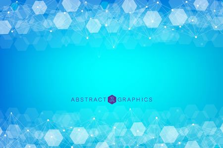 Hexagonal abstract background. Big Data Visualization. Global network connection. Medical, technology, science background. Vector illustration.のイラスト素材