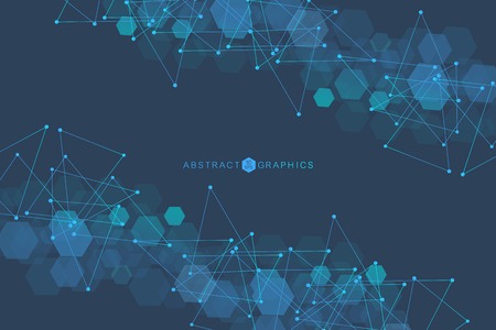 Big Data Visualization Background. Modern futuristic virtual abstract background. Science network pattern, connecting lines and dots. Global network connection vector.のイラスト素材