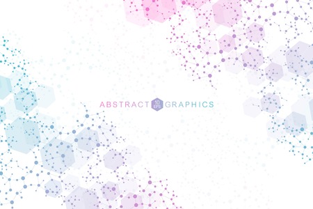 Science network pattern, connecting lines and dots. Technology hexagons structure or molecular...