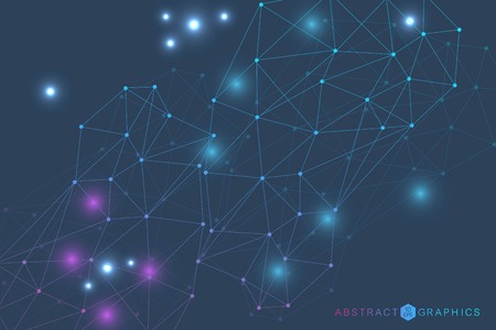 Geometric abstract background with connected line and dots. Structure molecule and communication. Scientific concept for your design. Medical, technology, science background. Vector illustrationのイラスト素材