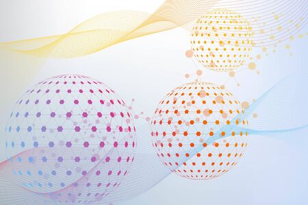 Geometric abstract background with connected line and dots. Structure molecule and communication. Big Data Visualization. Medical, technology, science background. Vector illustrationのイラスト素材