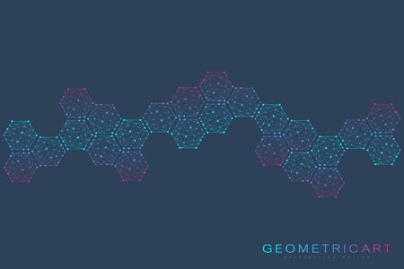 Hexagonal abstract background. Big Data Visualization. Global network connection.のイラスト素材