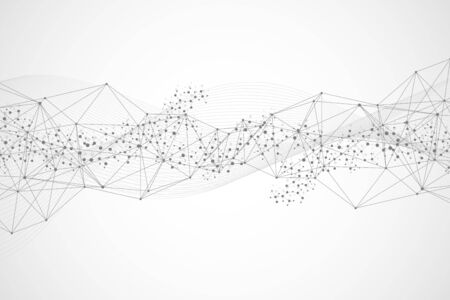Geometric abstract background with connected line and dots. Structure molecule and communication. Big Data Visualization. Medical, technology, science background. Vector illustrationのイラスト素材
