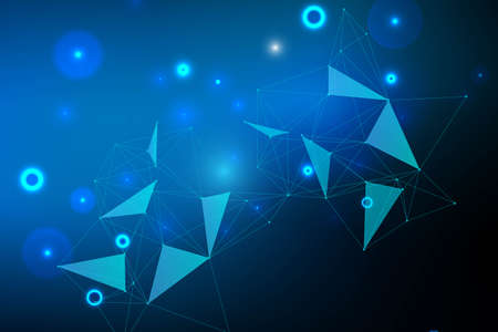 Geometric abstract background with connected line and dots. Structure molecule and communication....