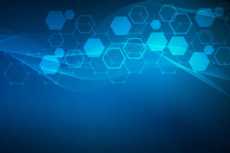 Hexagonal abstract background. Big Data Visualization. Global network connection. Medical,...