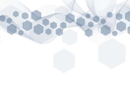 Modern futuristic background of the scientific hexagonal pattern. Virtual abstract background with particle, molecule structure for medical, technology, chemistry, science. Social networkの写真素材