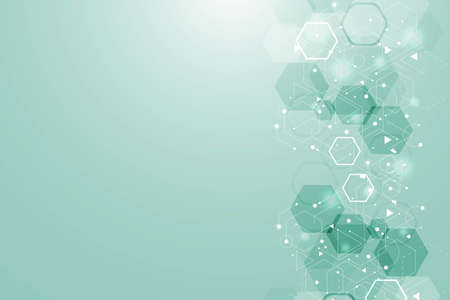 Modern futuristic background of the scientific hexagonal pattern. Virtual abstract background with...