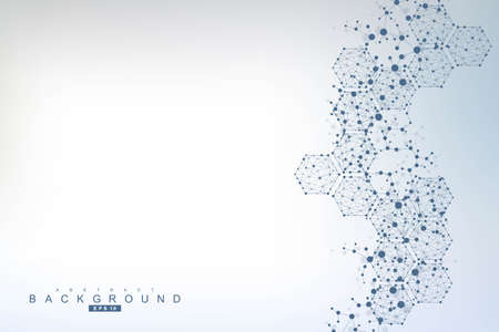 Hexagonal abstract background. Big Data Visualization. Global network connection. Medical,...