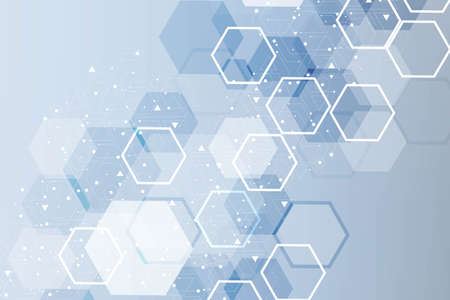 Modern futuristic background of the scientific hexagonal pattern. Virtual abstract background with...