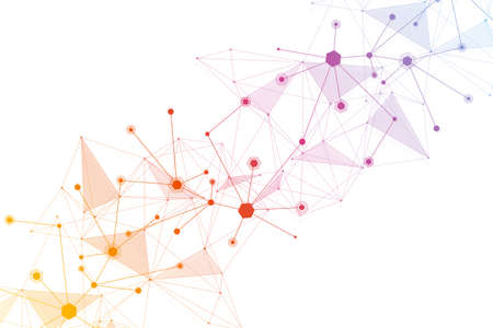Geometric abstract background with connected line and dots. Structure molecule and communication....