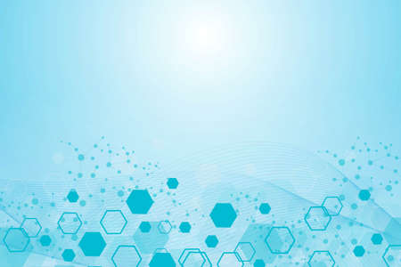 Science network pattern, connecting lines and dots. Technology hexagons structure or molecular connect elements.のイラスト素材