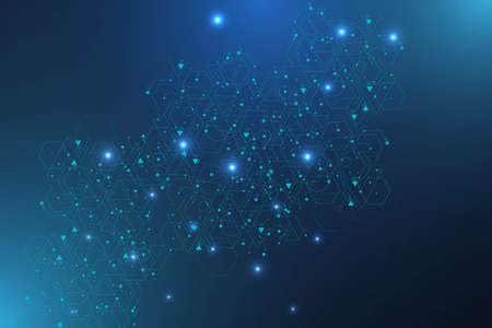 Geometric abstract background with connected line and dots. Structure molecule and communication....