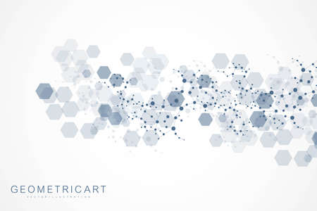 Modern futuristic background of the scientific hexagonal pattern. Virtual abstract background with...