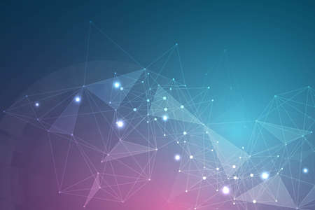 Geometric abstract background with connected line and dots. Structure molecule and communication....