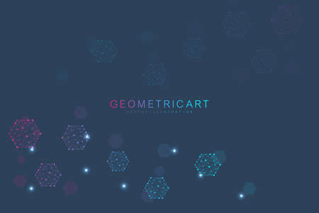 Modern futuristic background of the scientific hexagonal pattern. Virtual abstract background with...
