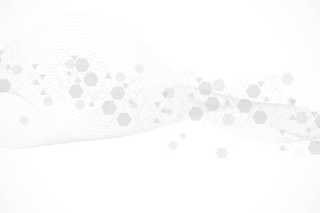 Modern futuristic background of the scientific hexagonal pattern. Virtual abstract background with particle, molecule structure for medical, technology, chemistry, science. Social network vectorのイラスト素材