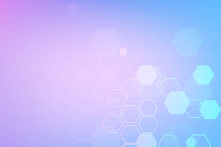 Science network pattern, connecting lines and dots. Technology hexagons structure or molecular...