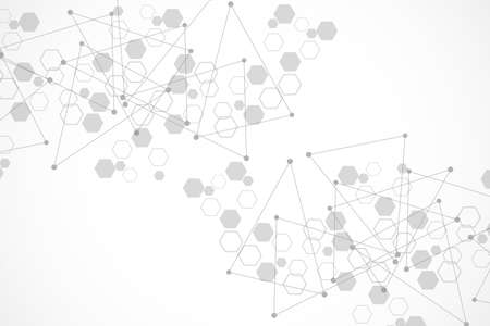 Hexagonal abstract background. Big Data Visualization. Global network connection. Medical, technology, science background. Vector illustration.のイラスト素材
