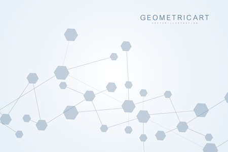 Modern futuristic background of the scientific hexagonal pattern. Virtual abstract background with...