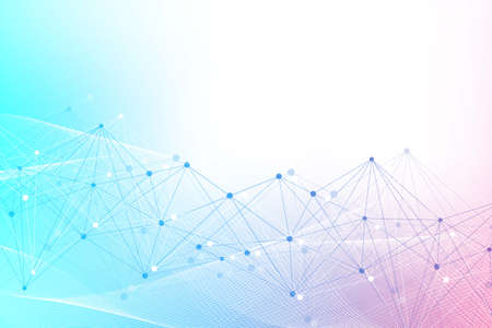 Geometric abstract background with connected line and dots. Structure molecule and communication....