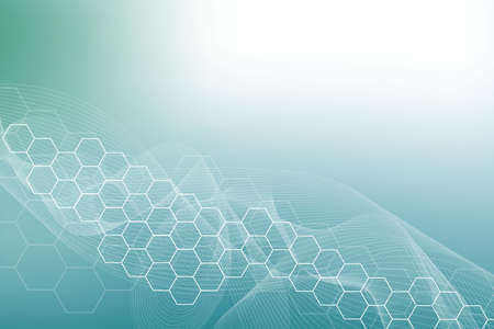 Hexagonal abstract background. Big Data Visualization. Global network connection. Medical, technology, science background. Vector illustration.のイラスト素材