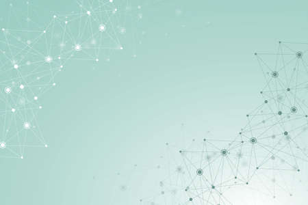 Geometric abstract background with connected line and dots. Structure molecule and communication. Big Data Visualization. Medical, technology, science background. Vector illustration.のイラスト素材