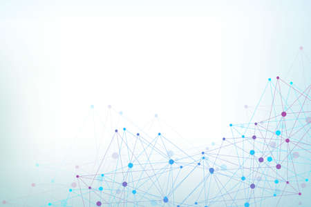 Geometric abstract background with connected line and dots. Structure molecule and communication....