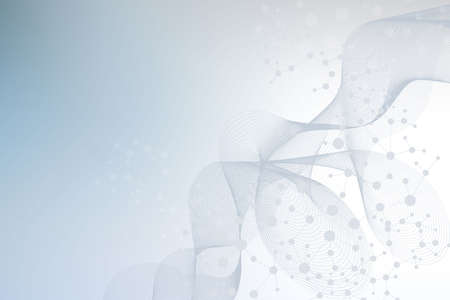 Structure molecule and communication. Dna, atom, neurons. Scientific concept for your design. Connected lines with dots. Medical, technology, chemistry, science background. Vector illustrationのイラスト素材