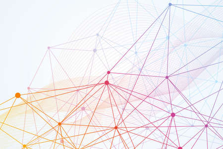 Geometric abstract background with connected line and dots. Structure molecule and communication....