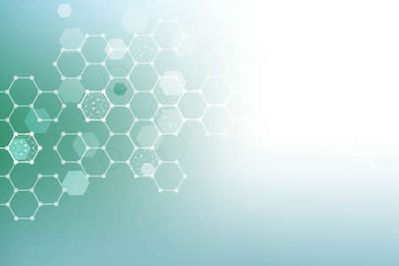 Structure molecule and communication. Dna, atom, neurons. Scientific concept for your design. Connected lines with dots. Medical, technology, chemistry, science background. Vector illustrationのイラスト素材