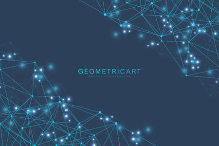 Geometric abstract background with connected line and dots. Structure molecule and communication....