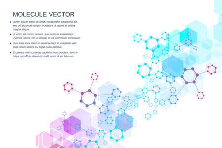 Science network pattern, connecting lines and dots. Technology hexagons structure or molecular...