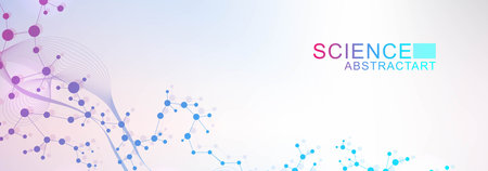 Science network pattern, connecting lines and dots. Technology hexagons structure or molecular connect elements.のイラスト素材