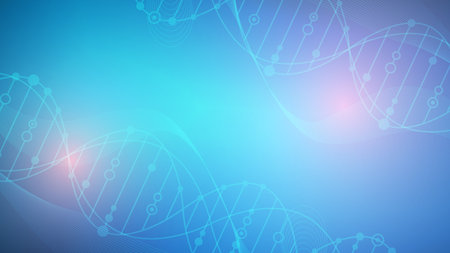 Molecular structure DNA, atom, neurons. Science concept for your design. Connected lines with dots. Medical, technology, chemistry, science background. Vector illustrationのイラスト素材