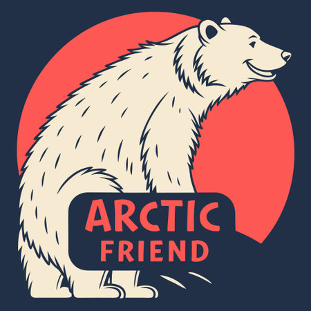 Vector illustration of a polar bear with the inscription in Russian: Arctic.のイラスト素材