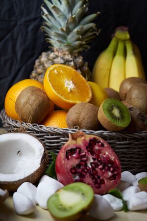 Tropical fruit basket.の写真素材